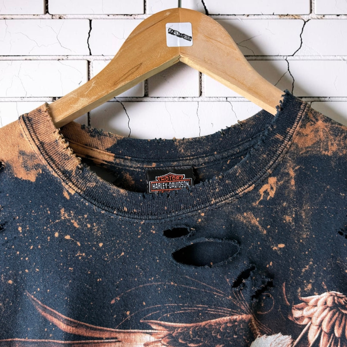 Harley Davidson Australia Bleached Distressed Cropped Tee