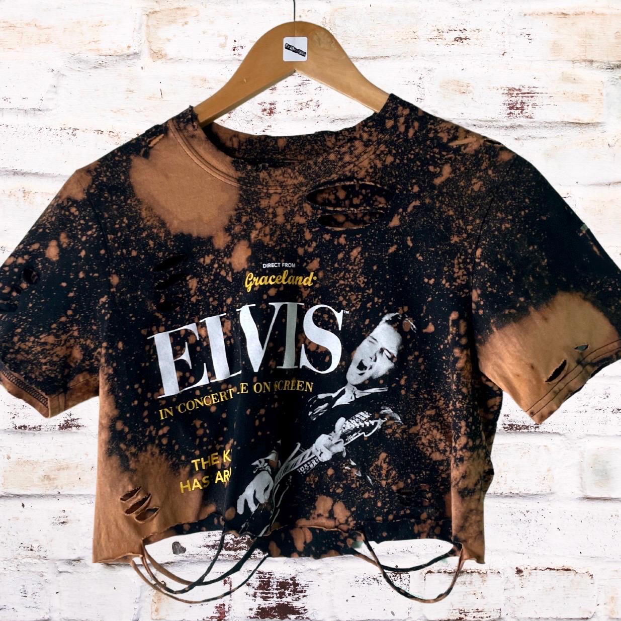 Elvis Presley Bleached Cropped shredded t-shirt