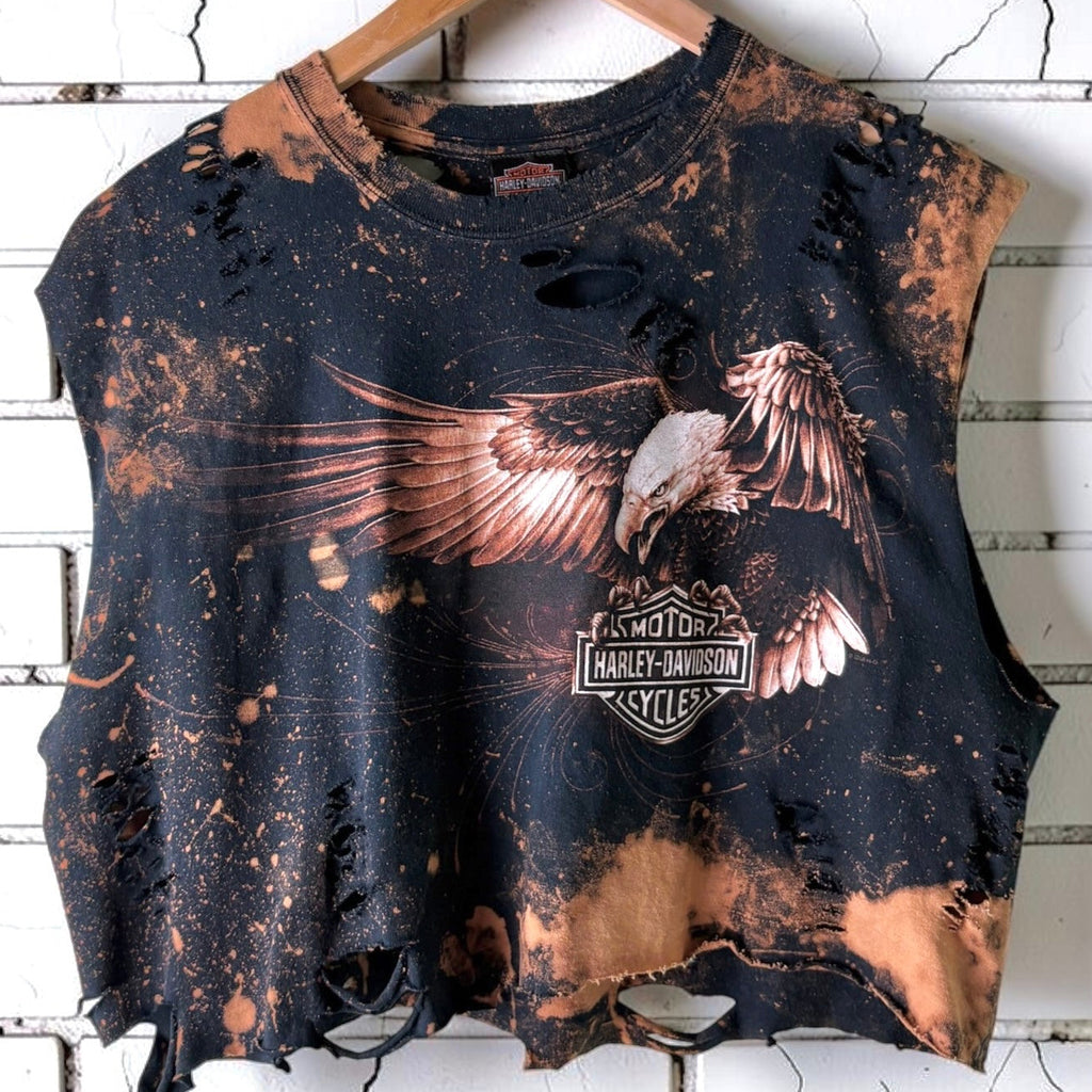 Harley Davidson Australia Bleached Distressed Cropped Tee
