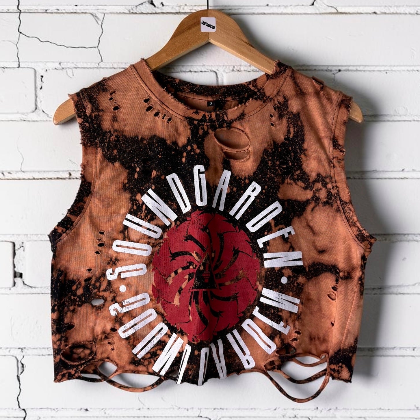 Soundgarden Bleached Distressed Cropped Band Tee