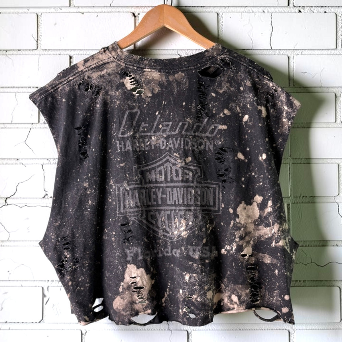 Harley Davidson Orlando Bleached Distressed Cropped Tee