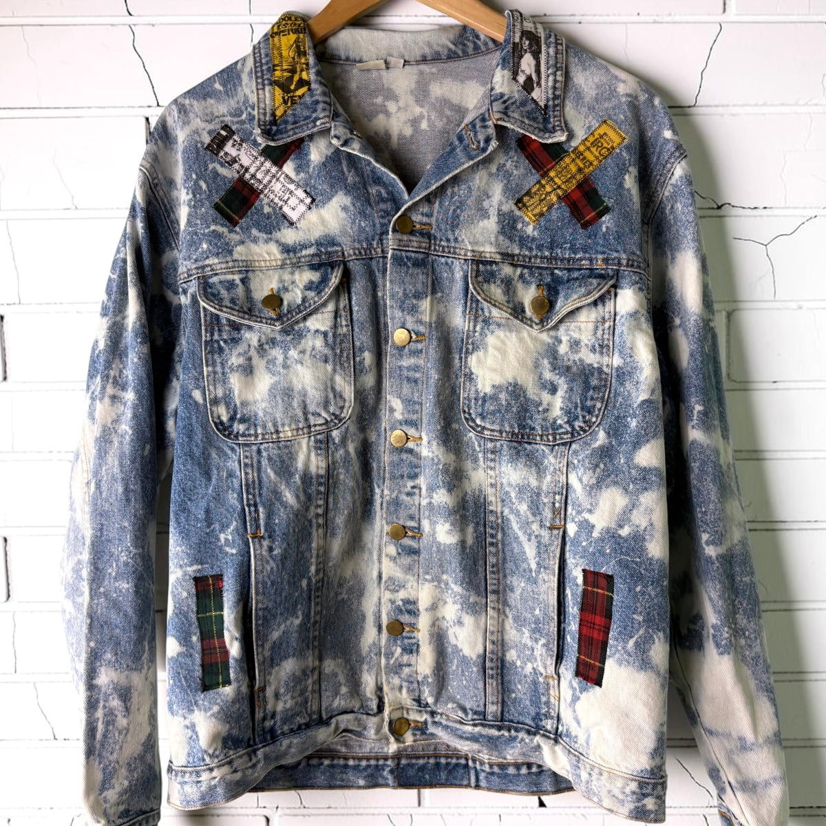 KISS ME DEADLY - Custom Patchwork Bleached Denim Jacket