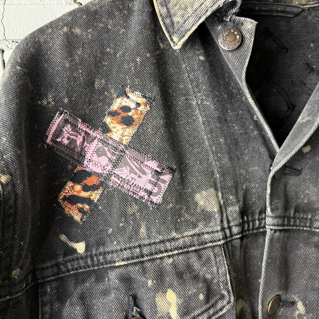 WILD YOUTH - Custom Punk Rock Patch Denim Jacket - Acid Wash Jean Jacket