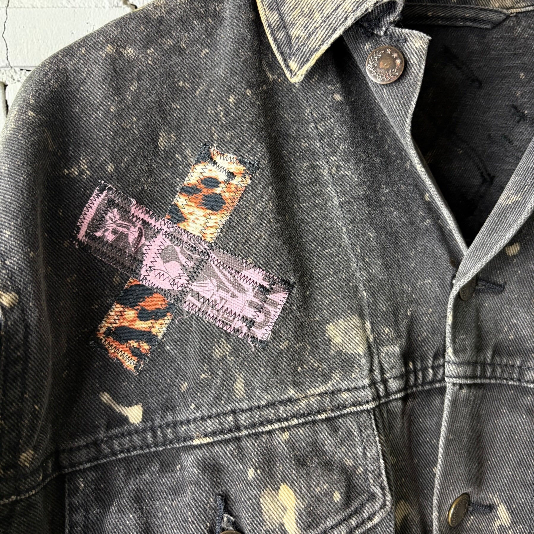 WILD YOUTH - Custom Punk Rock Patch Denim Jacket - Acid Wash Jean Jacket
