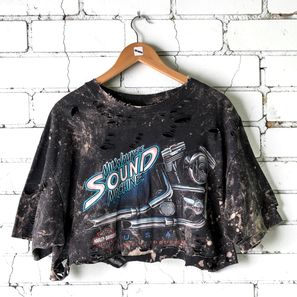 Harley Davidson Nashville Distressed Bleached Cropped Tee