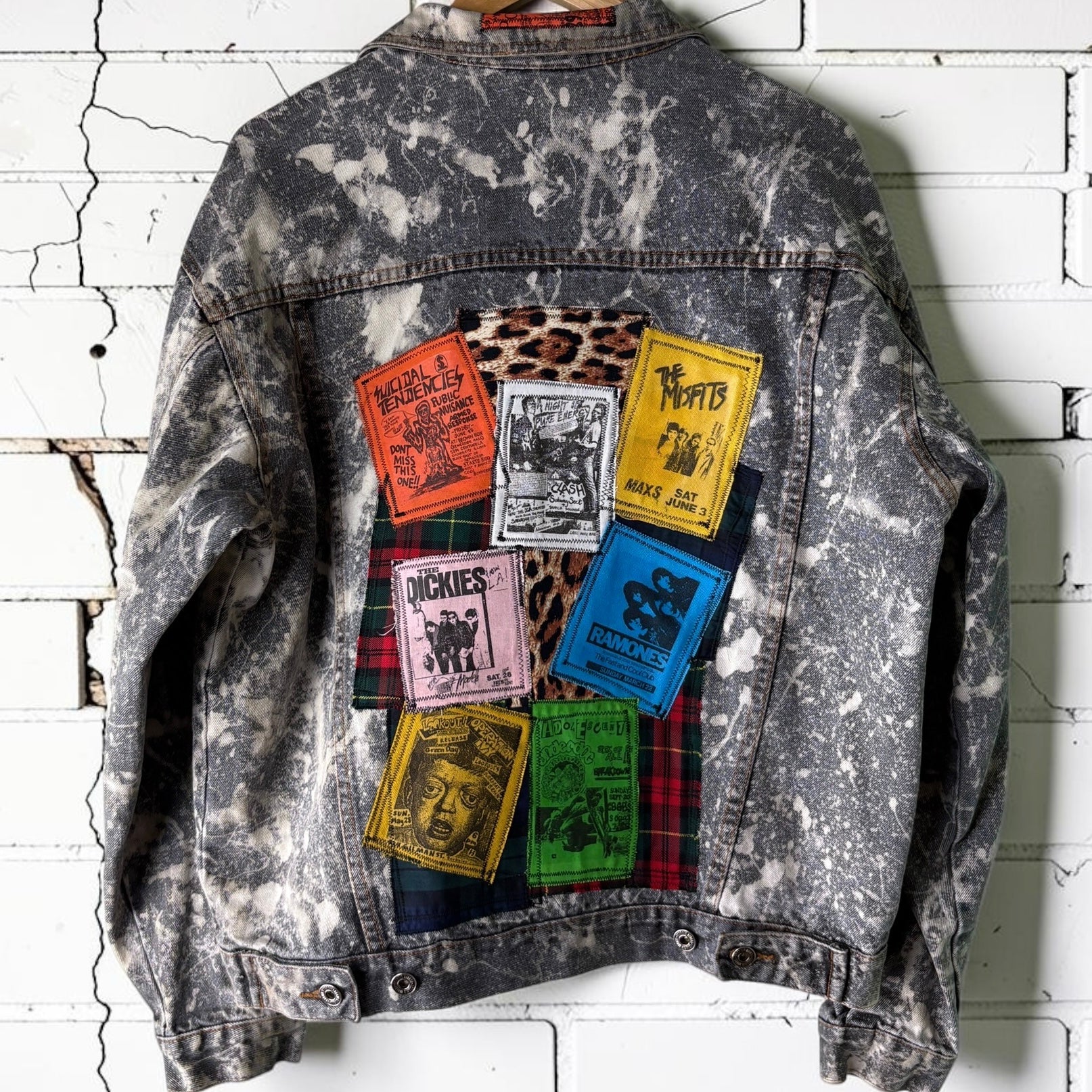 PATCHWORK RIOT - Custom Patchwork Bleached Denim Jacket Punk Rock Jacket Alternative Tumblr Grunge
