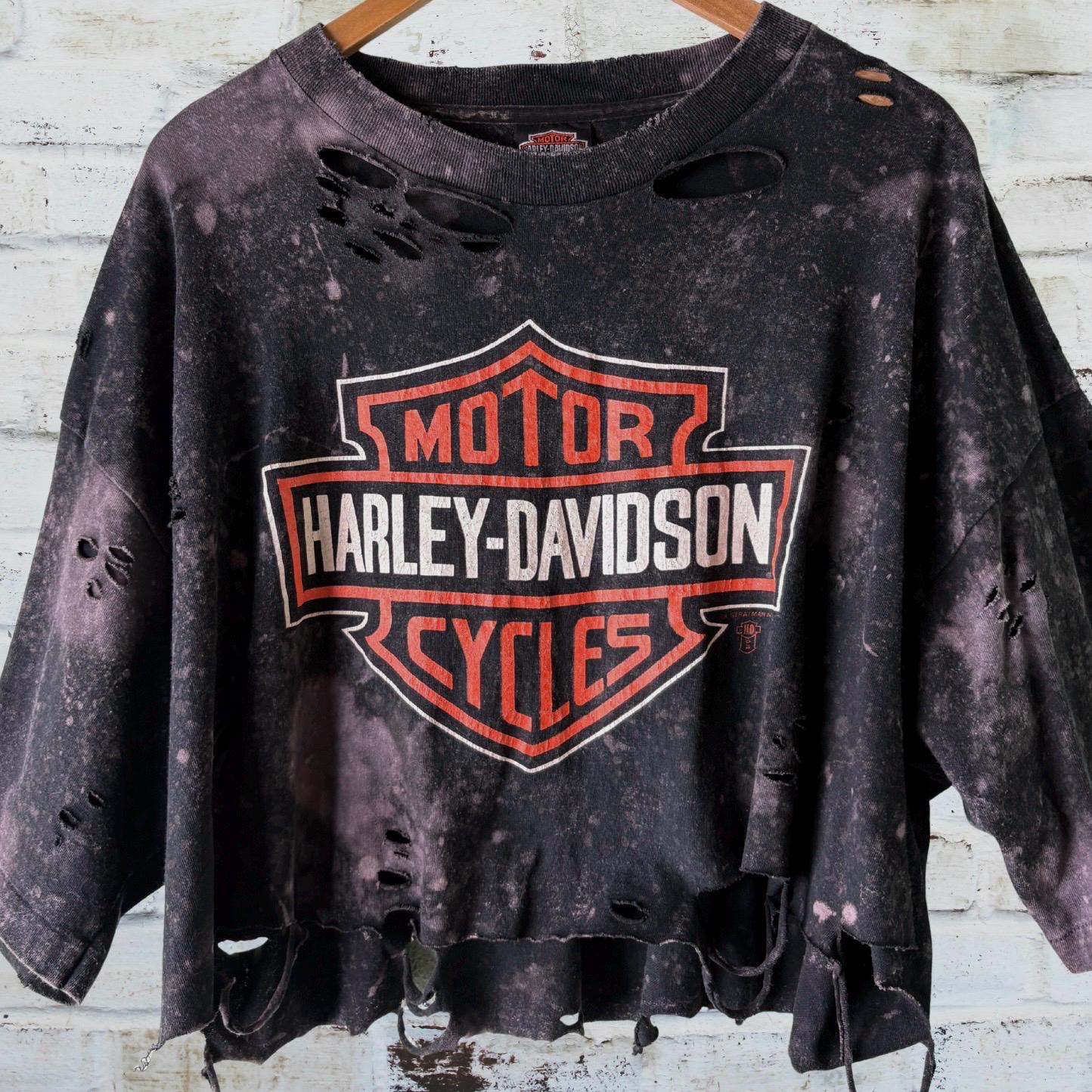 Harley Davidson Classic Logo Bleached Cropped Tee