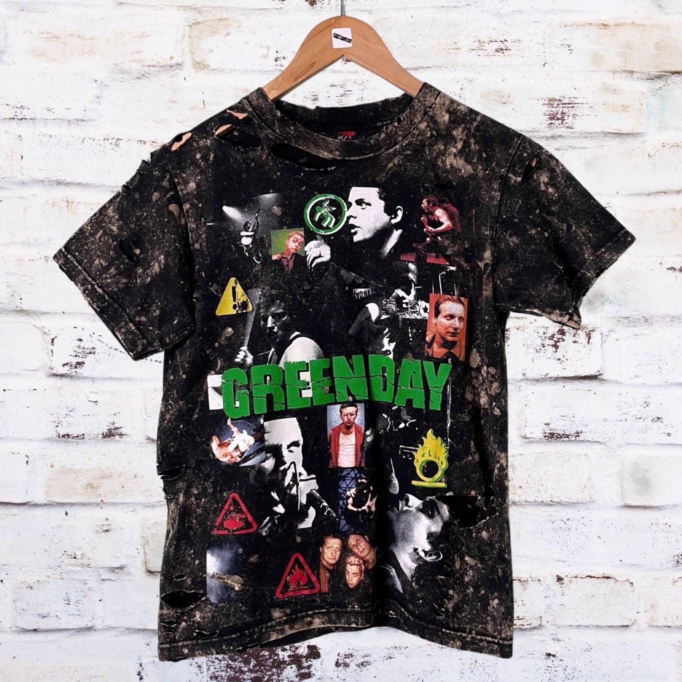 Green Day Bleached Distressed Band Tee