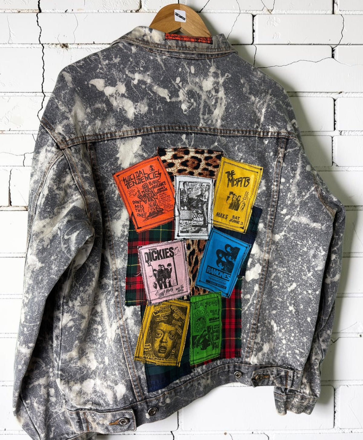 PATCHWORK RIOT - Custom Patchwork Bleached Denim Jacket Punk Rock Jacket Alternative Tumblr Grunge