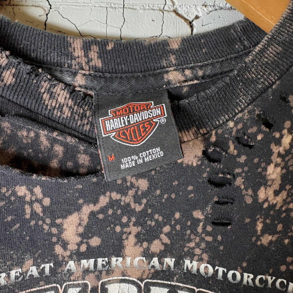 Harley Davidson Newmarket Bleached Distressed Cropped Tee