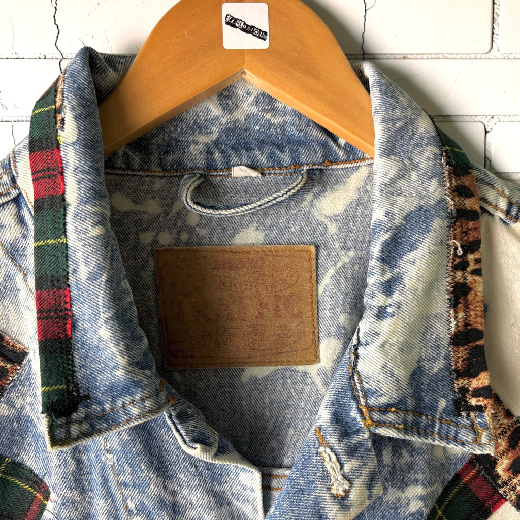 SHOCK TREATMENT - Custom Patchwork Bleached Denim Jacket Punk Rock Jacket Alternative Tumblr Grunge