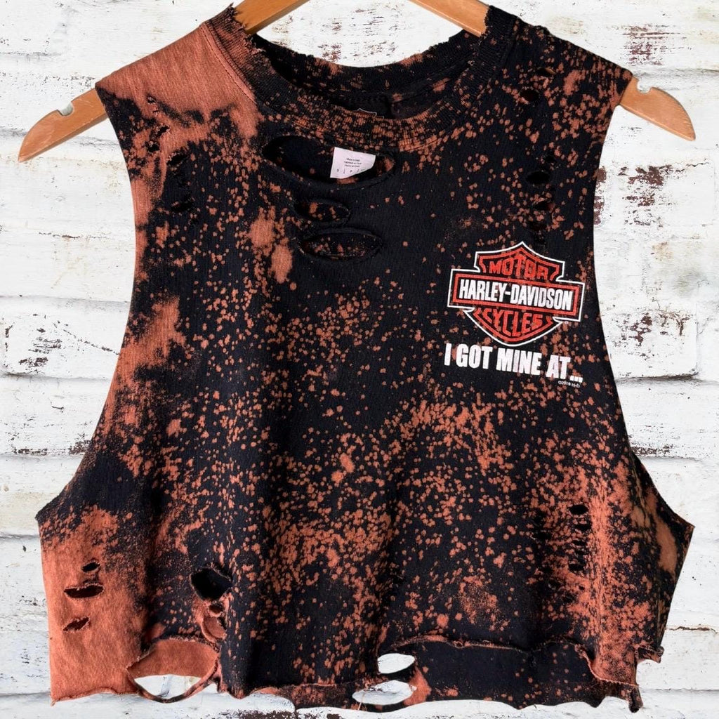 Harley Davidson Emerald Coast Cropped Distressed Tee