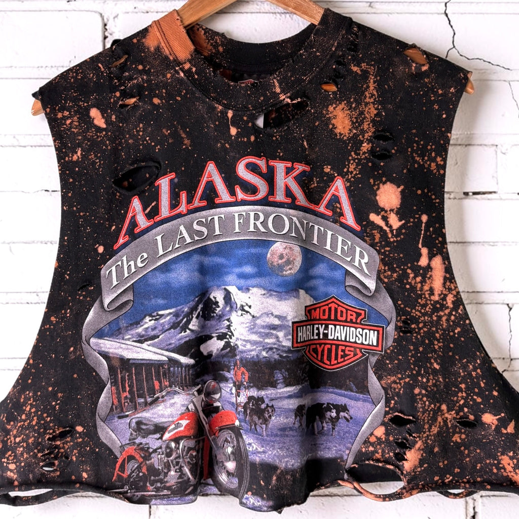 Harley Davidson Alaska Bleached Distressed Cropped T-shirt