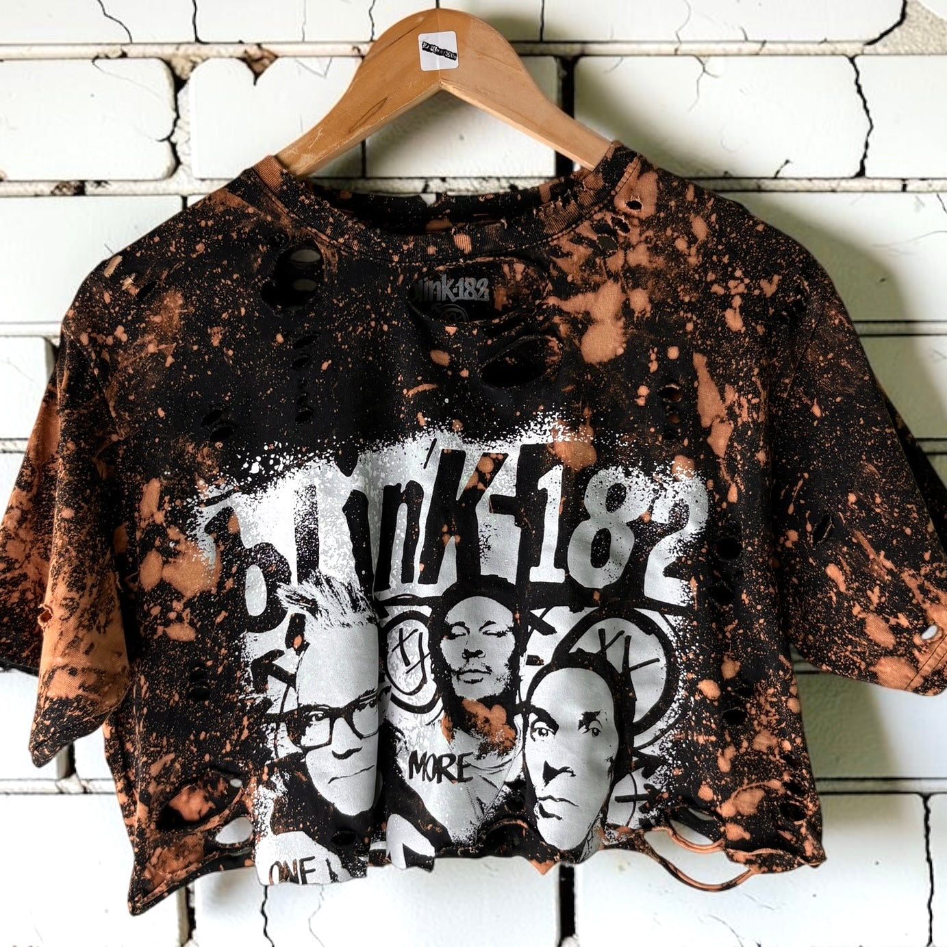 Blink 182 Bleached Shirt Distressed Cropped Punk Band Tee