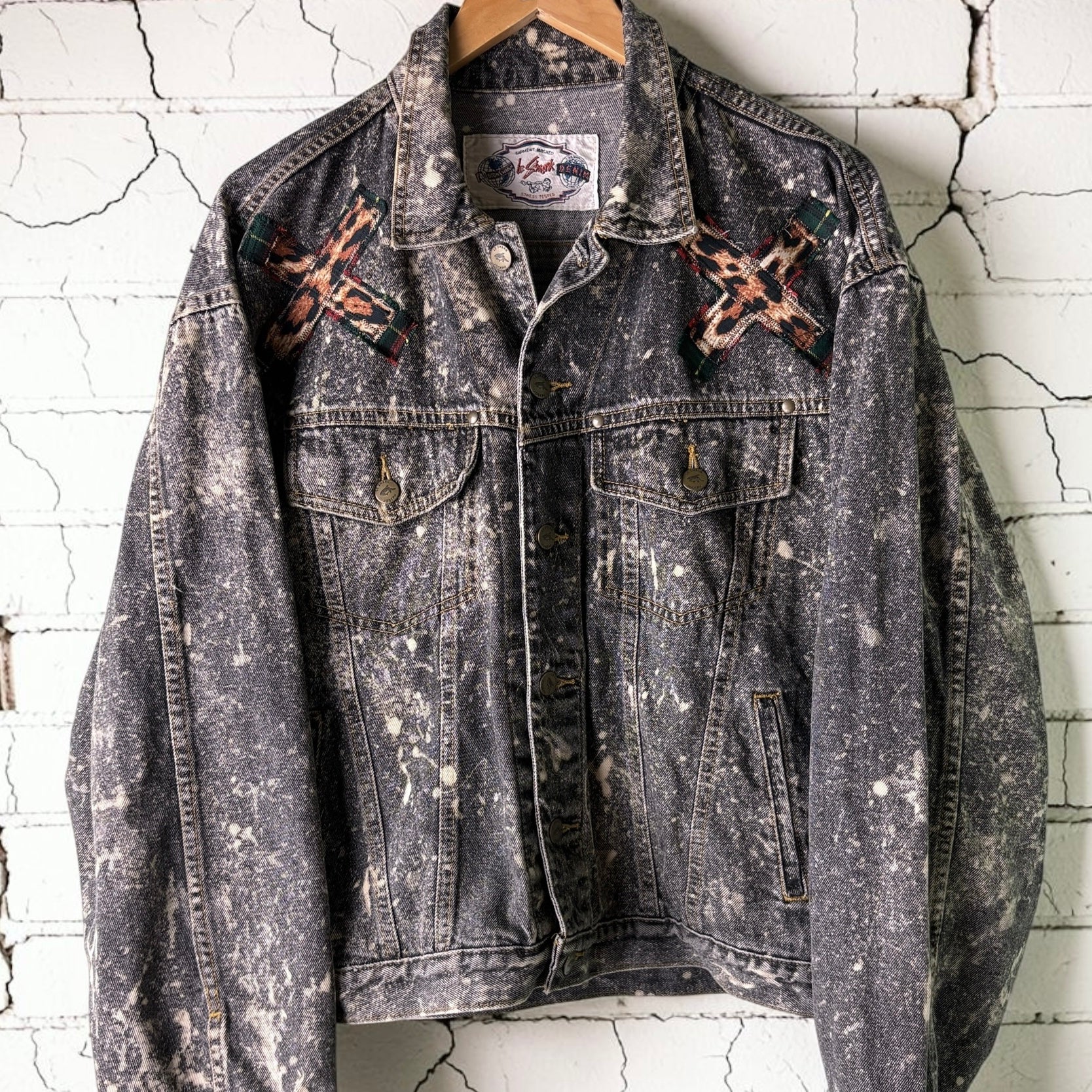 THREAD KENNEDYS - Custom Punk Rock Patch Denim Jacket - Acid Wash Jean Jacket