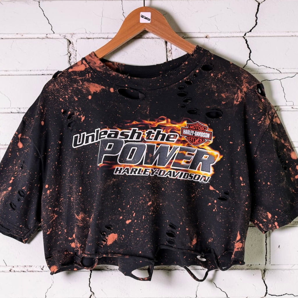 Harley Davidson Orlando Bleached Distressed Cropped Tee
