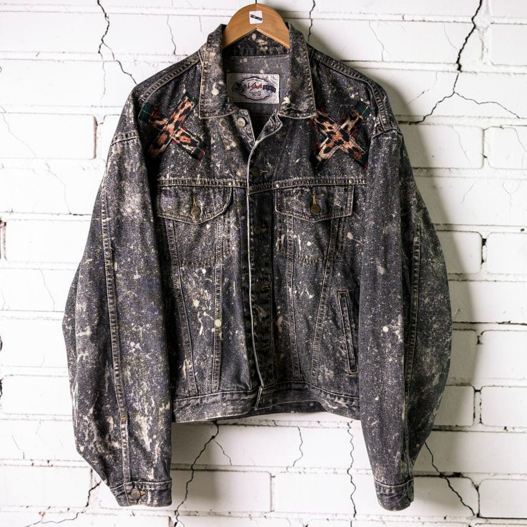 THREAD KENNEDYS - Custom Punk Rock Patch Denim Jacket - Acid Wash Jean Jacket