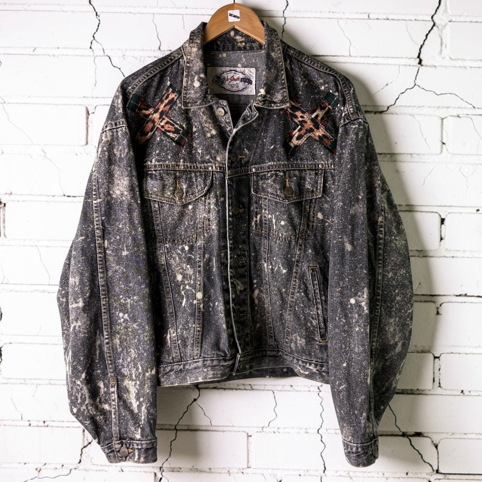THREAD KENNEDYS - Custom Punk Rock Patch Denim Jacket - Acid Wash Jean Jacket