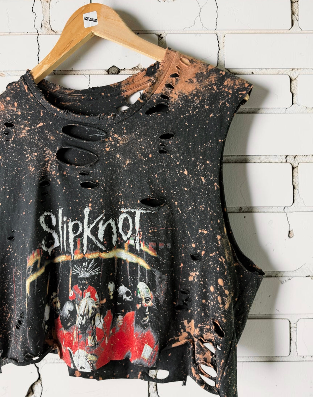 Slipknot Bleached Distressed cropped sleeveless Band Tee