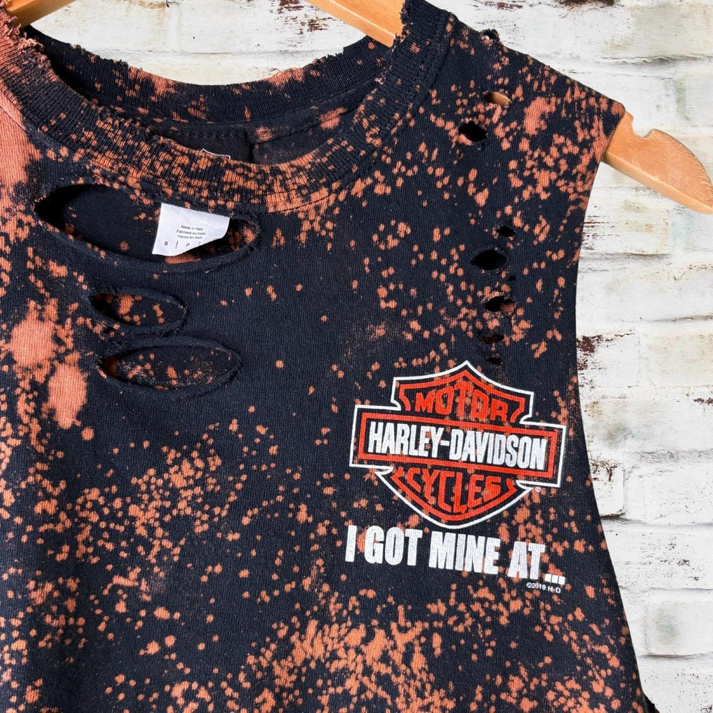 Harley Davidson Emerald Coast Cropped Distressed Tee