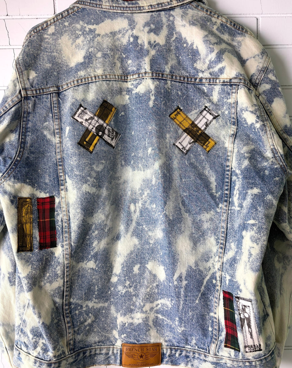 KISS ME DEADLY - Custom Patchwork Bleached Denim Jacket