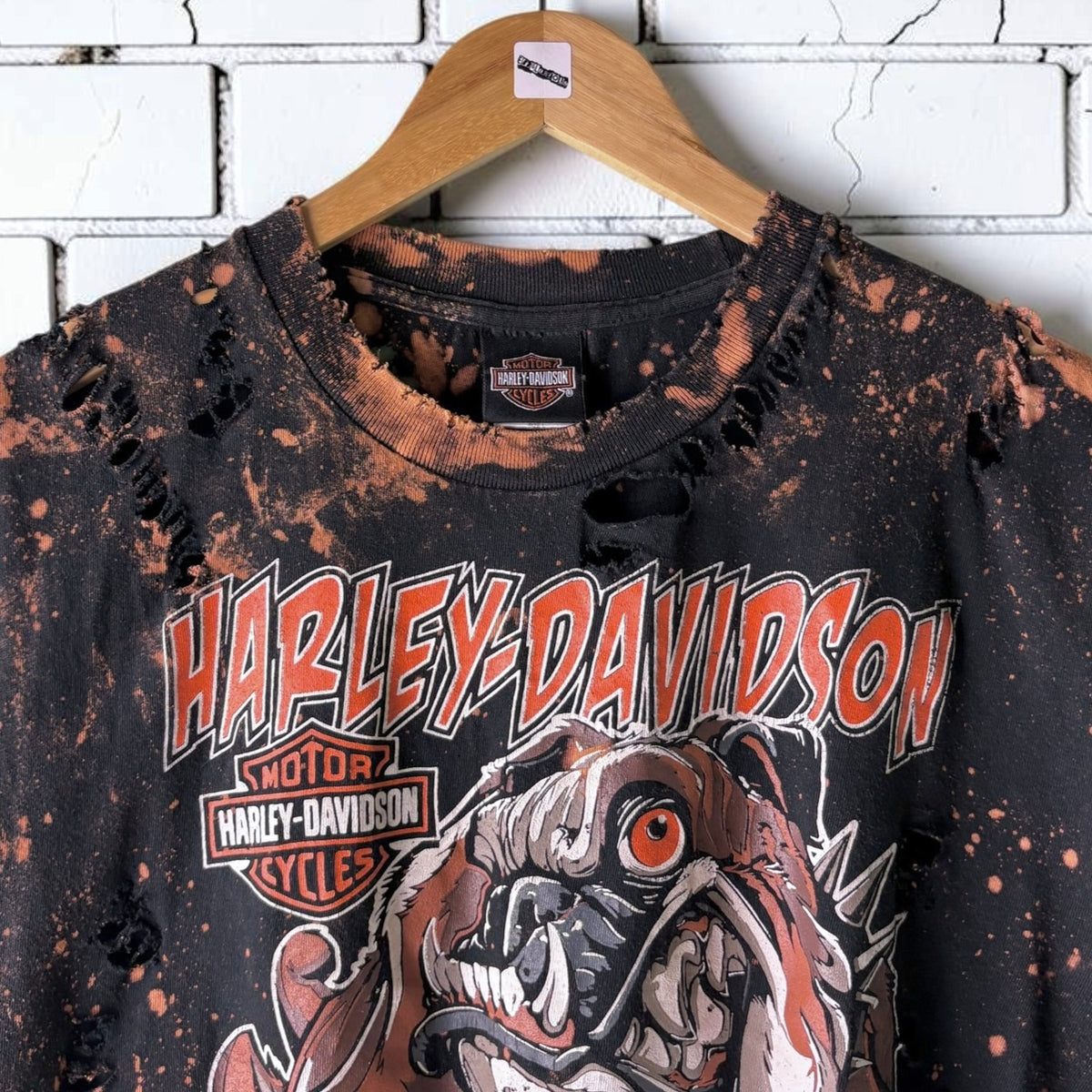 Harley Davidson Ohio Bleached Distressed Cropped Tee