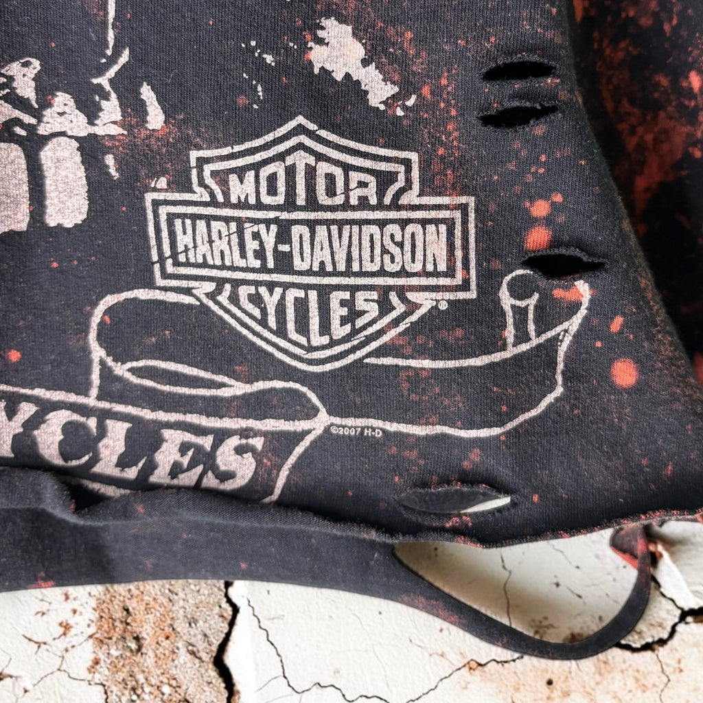 Harley Davidson Edinburgh Bleached Distressed Cropped T-shirt