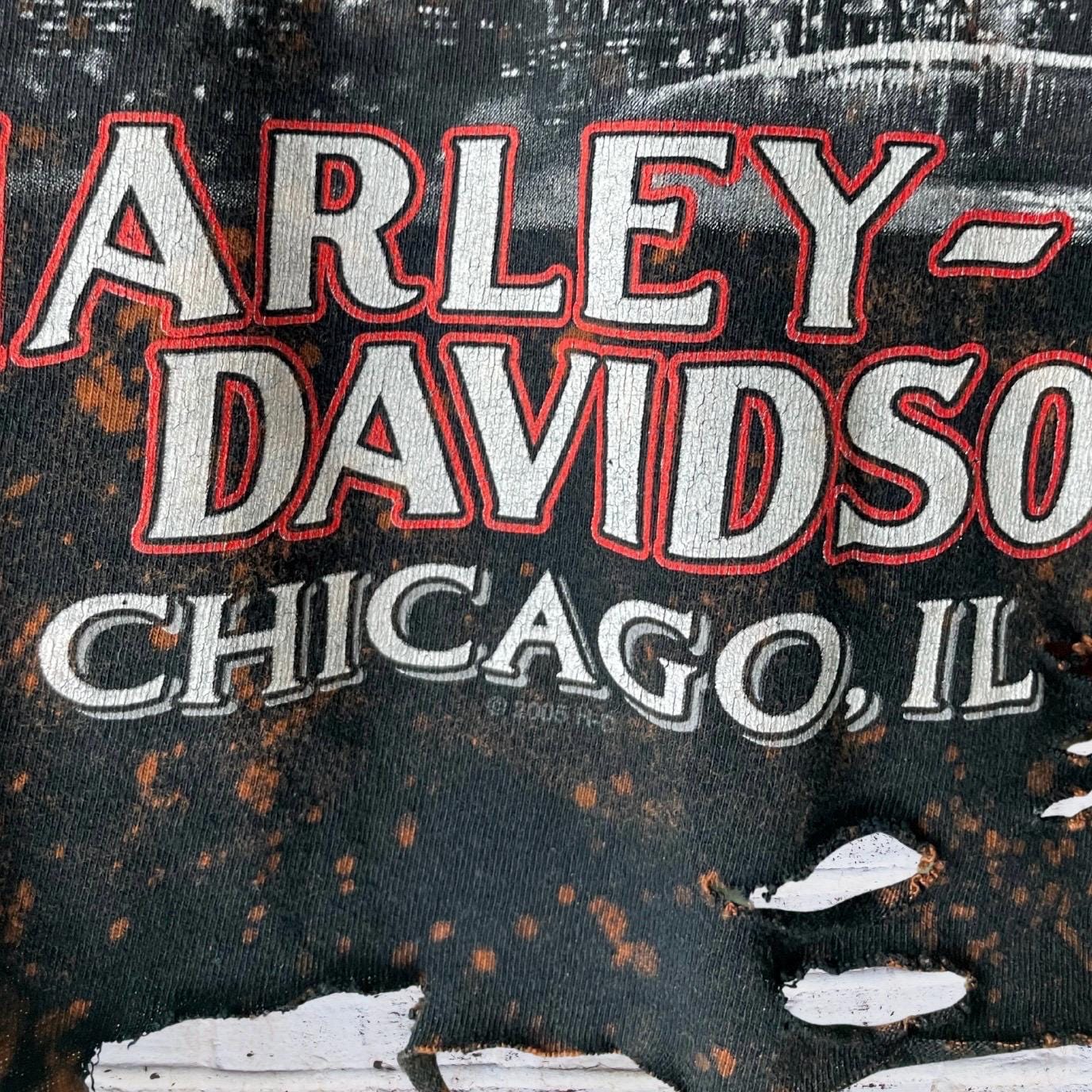 Harley Davidson Chicago Bleached Custom T-Shirt