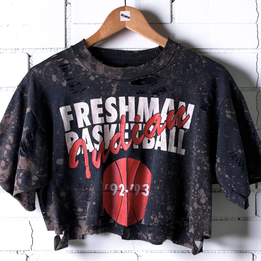 Vintage cropped Bleached Distressed Graphic T-shirt