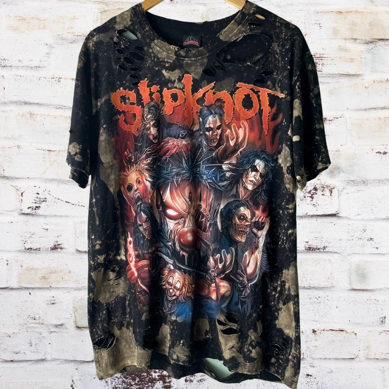 Slipknot Masks Bleach Distressed Band Tee