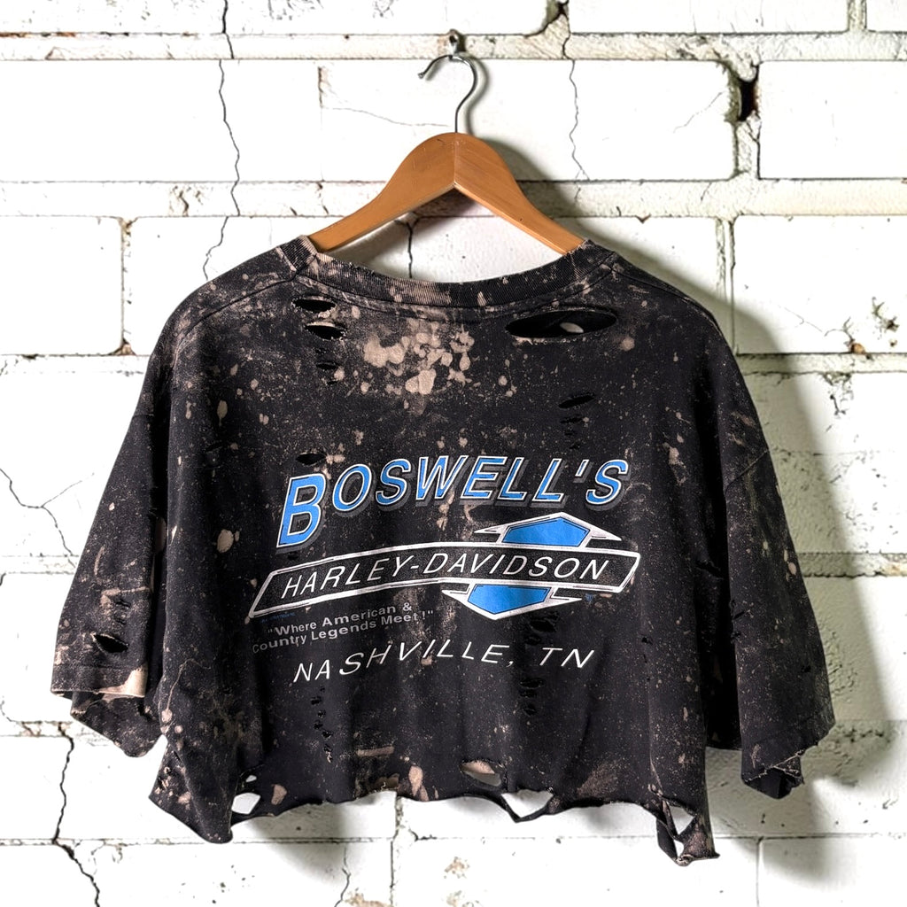Harley Davidson Nashville Distressed Bleached Cropped Tee