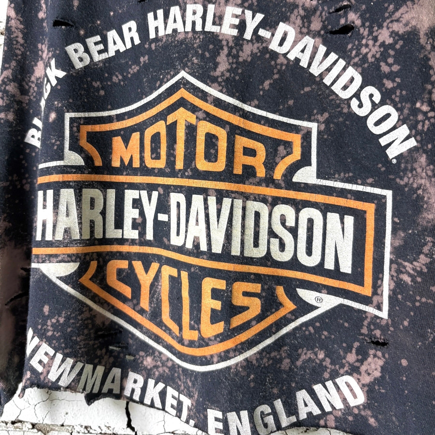 Harley Davidson Newmarket Bleached Distressed Cropped Tee
