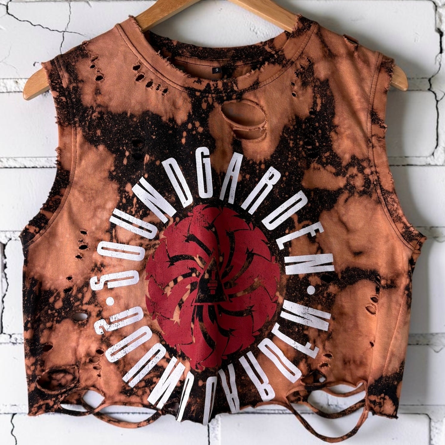 Soundgarden Bleached Distressed Cropped Band Tee