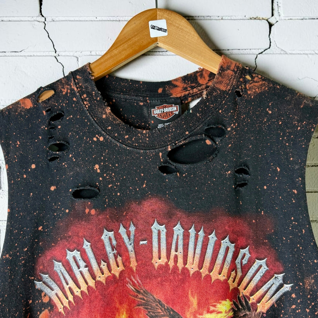 Harley Davidson Newmarket Bleached Distressed Cropped Tee