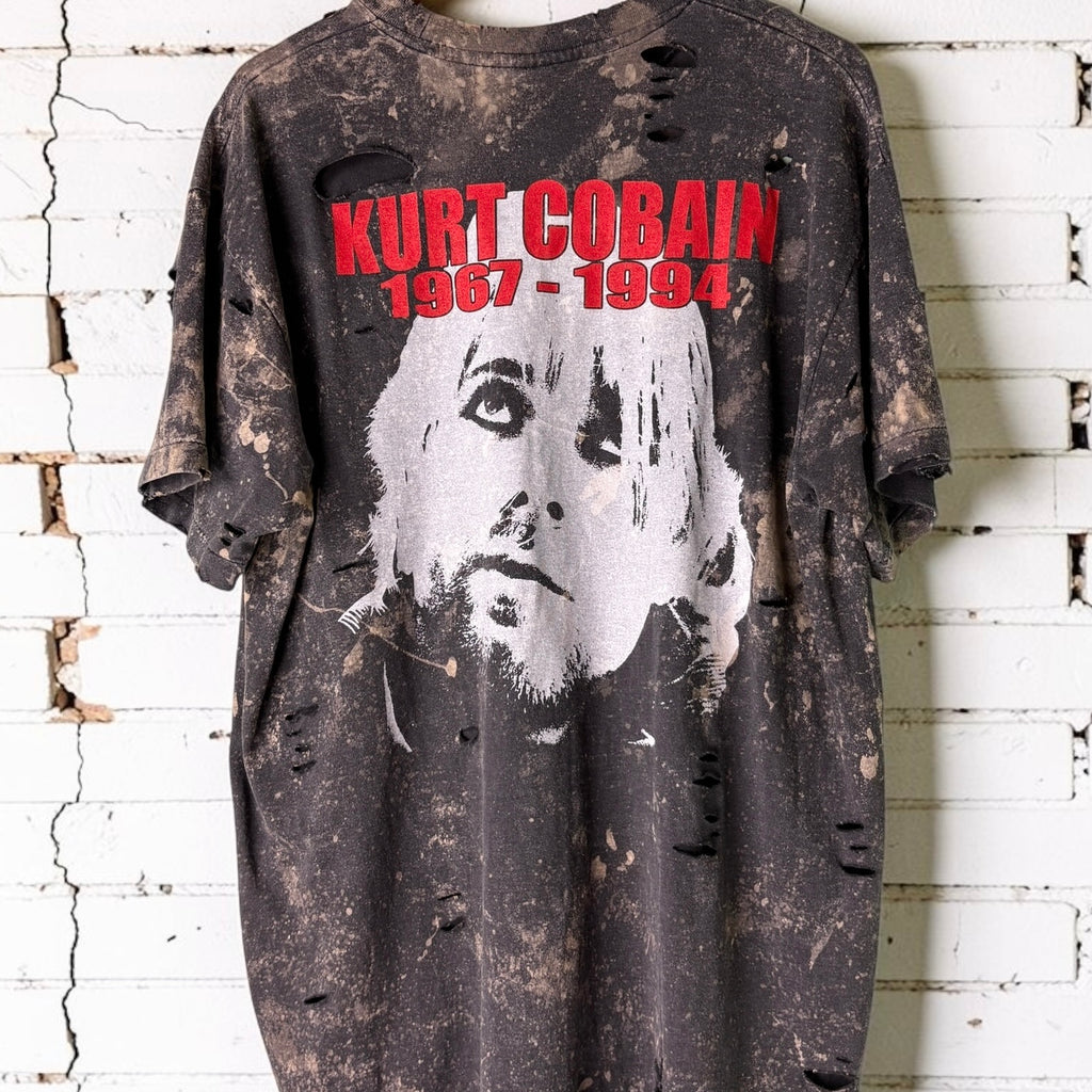 Kurt Cobain Nirvana Bleached Distressed Band Tee