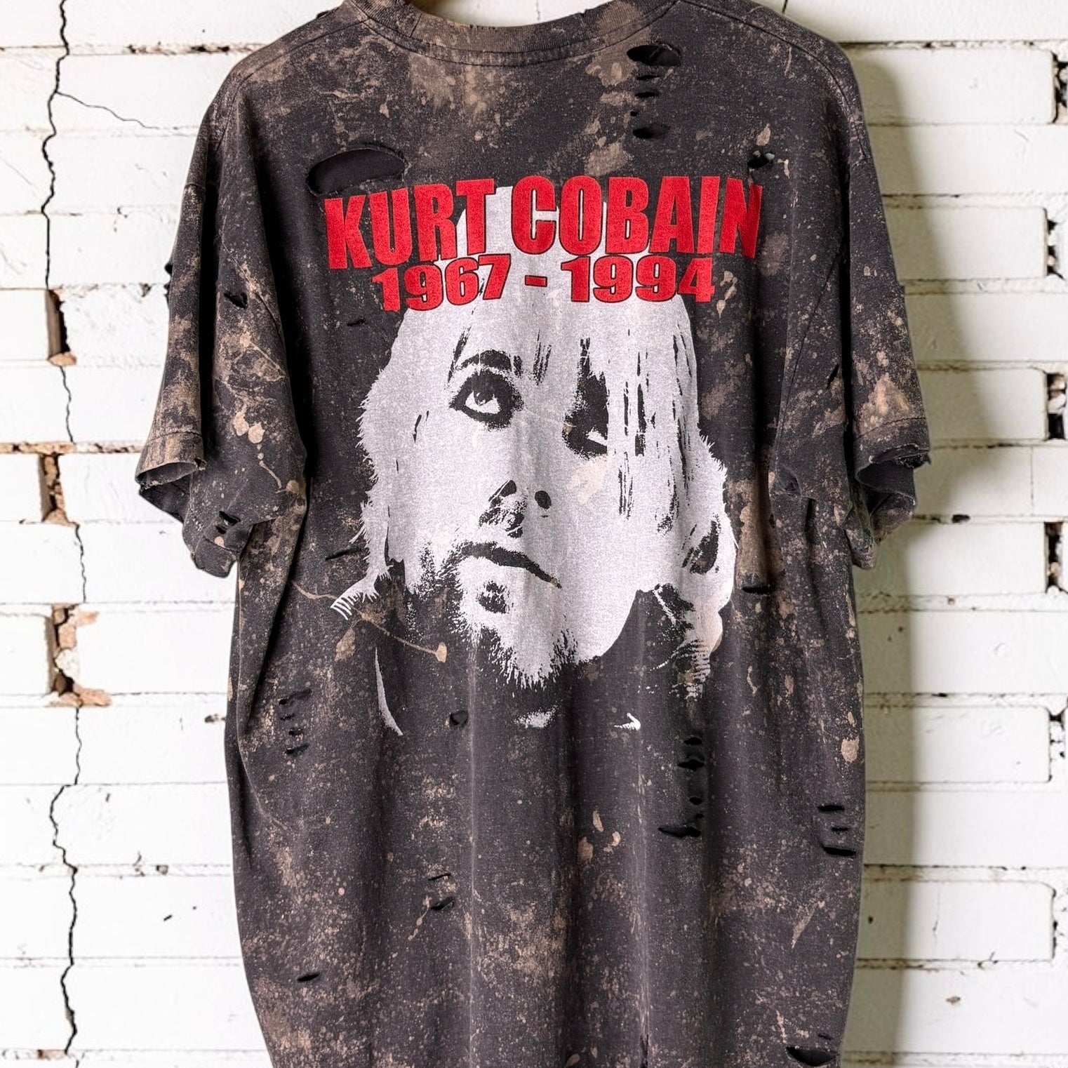 Kurt Cobain Nirvana Bleached Distressed Band Tee
