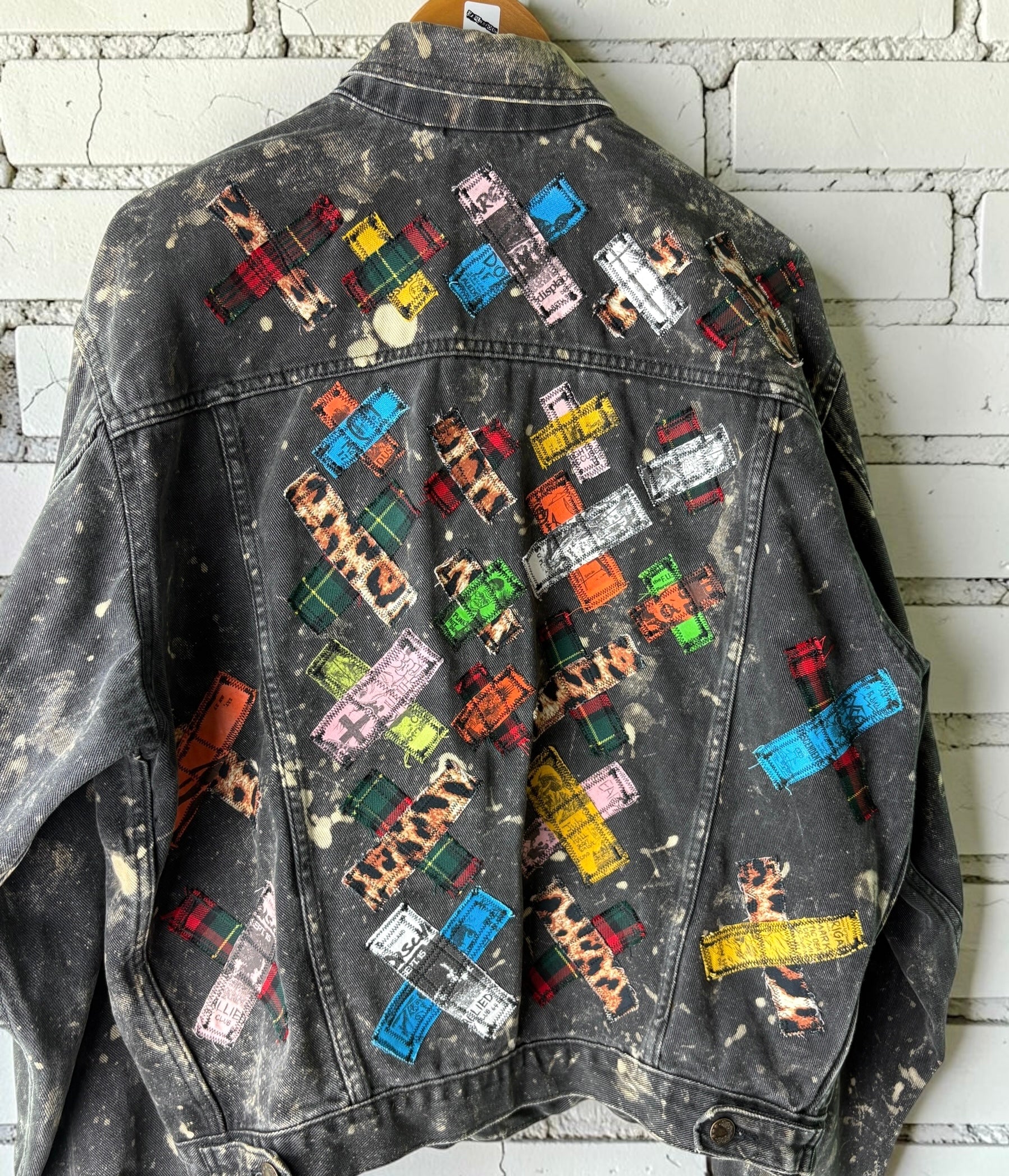 WILD YOUTH - Custom Punk Rock Patch Denim Jacket - Acid Wash Jean Jacket
