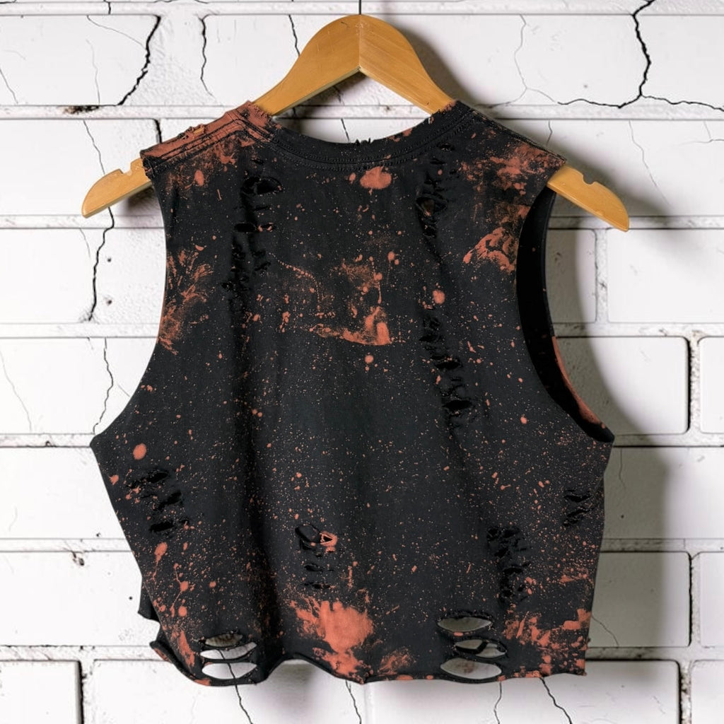 System Of A Down - Bleached Distressed cropped sleeveless Band Tee