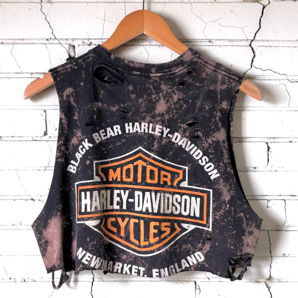 Harley Davidson Newmarket Bleached Distressed Cropped Tee