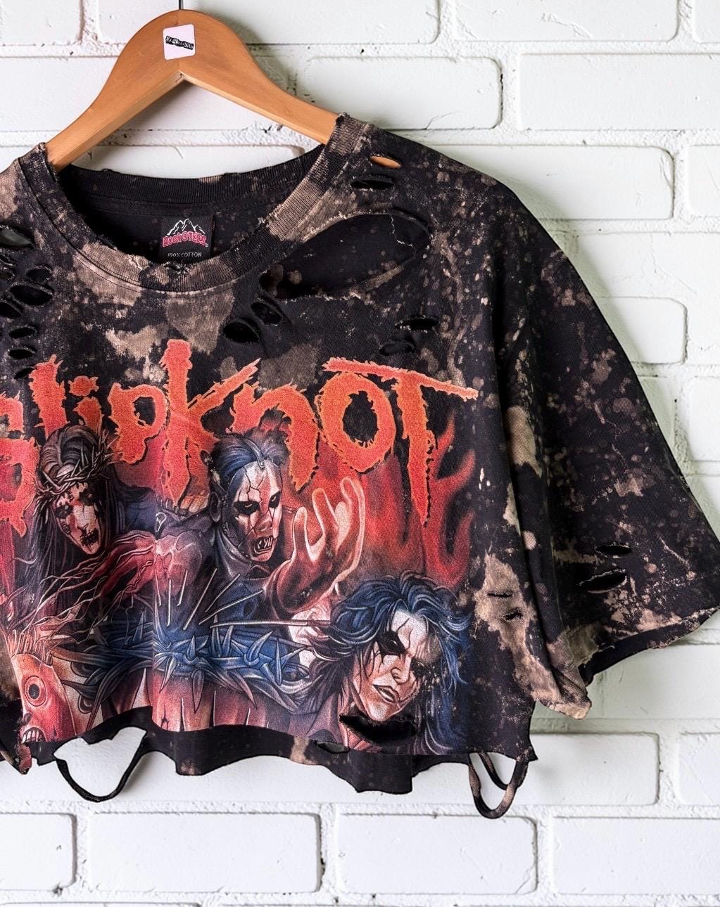 Slipknot Bleached Distressed cropped Band Tee