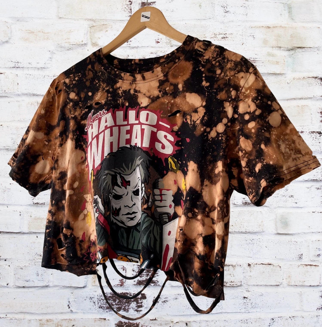 Michael Myers Cropped Distressed T-Shirt