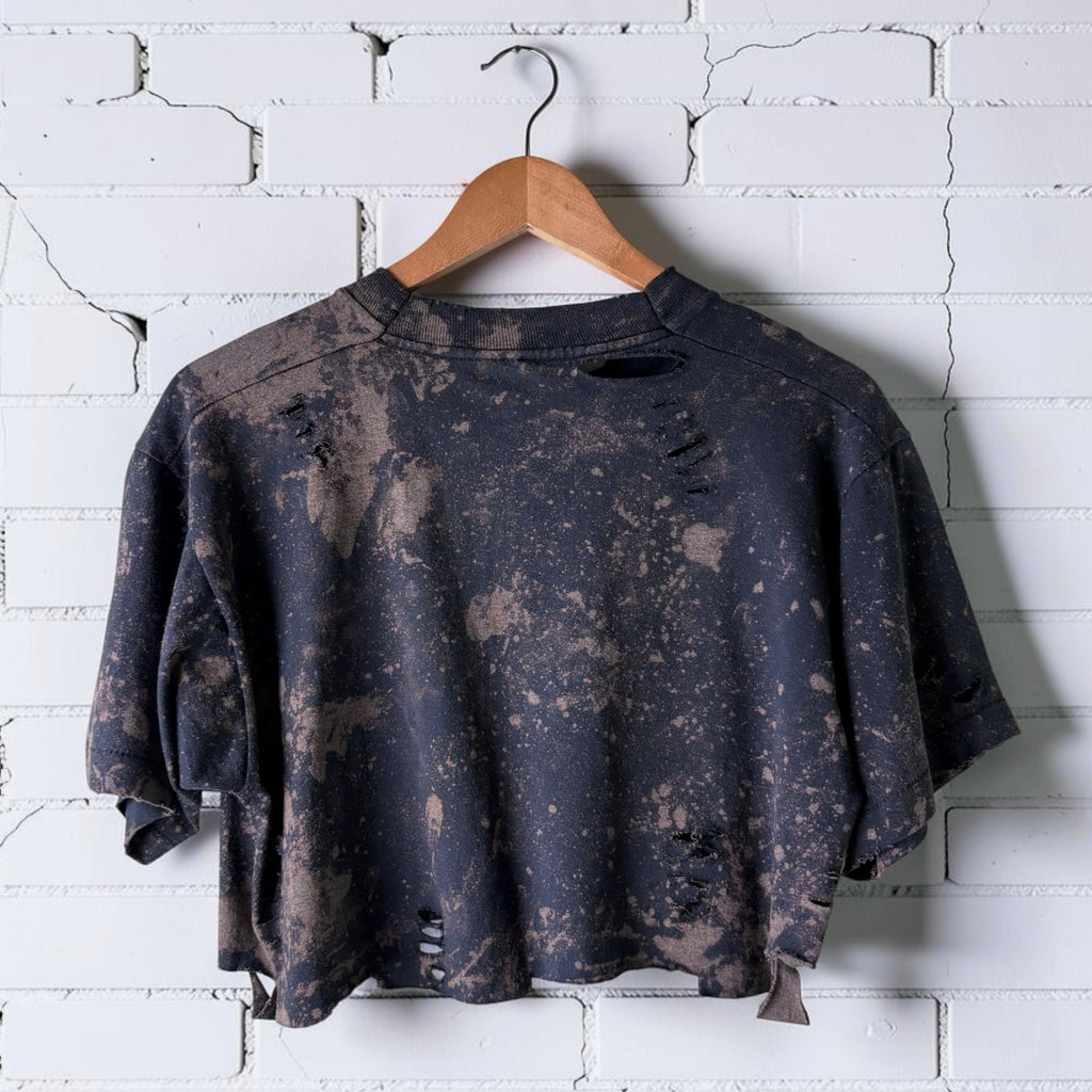 Vintage cropped Bleached Distressed Graphic T-shirt