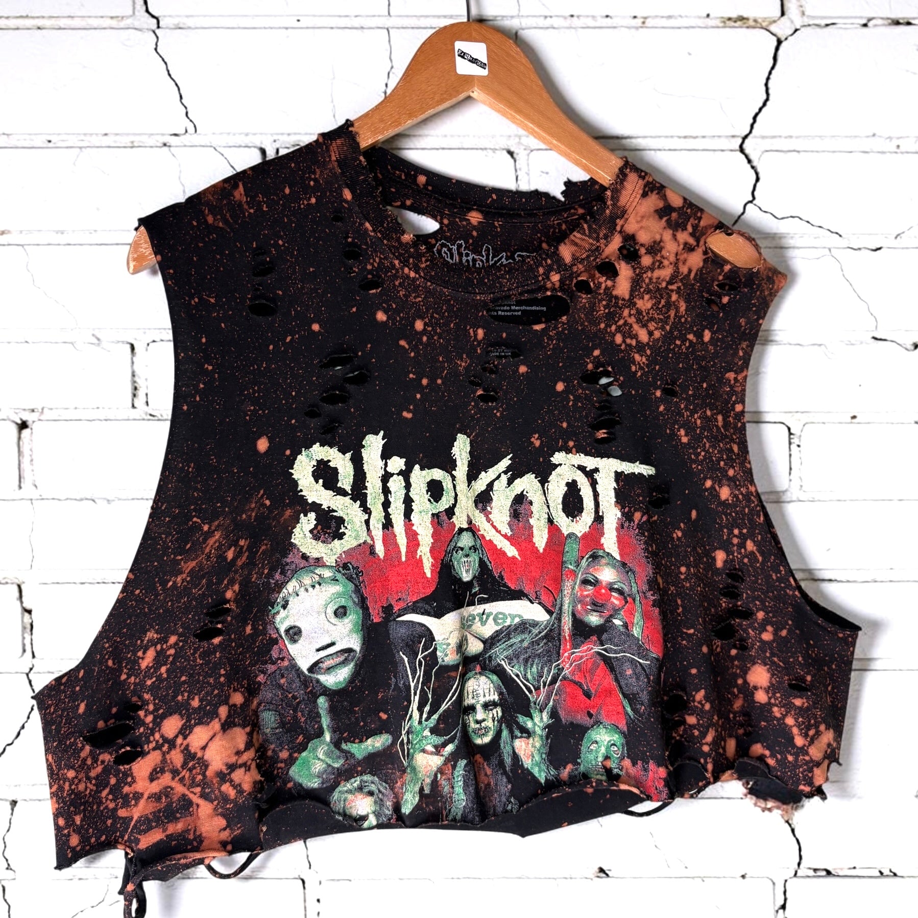 Slipknot Bleached Distressed cropped sleeveless Band Tee