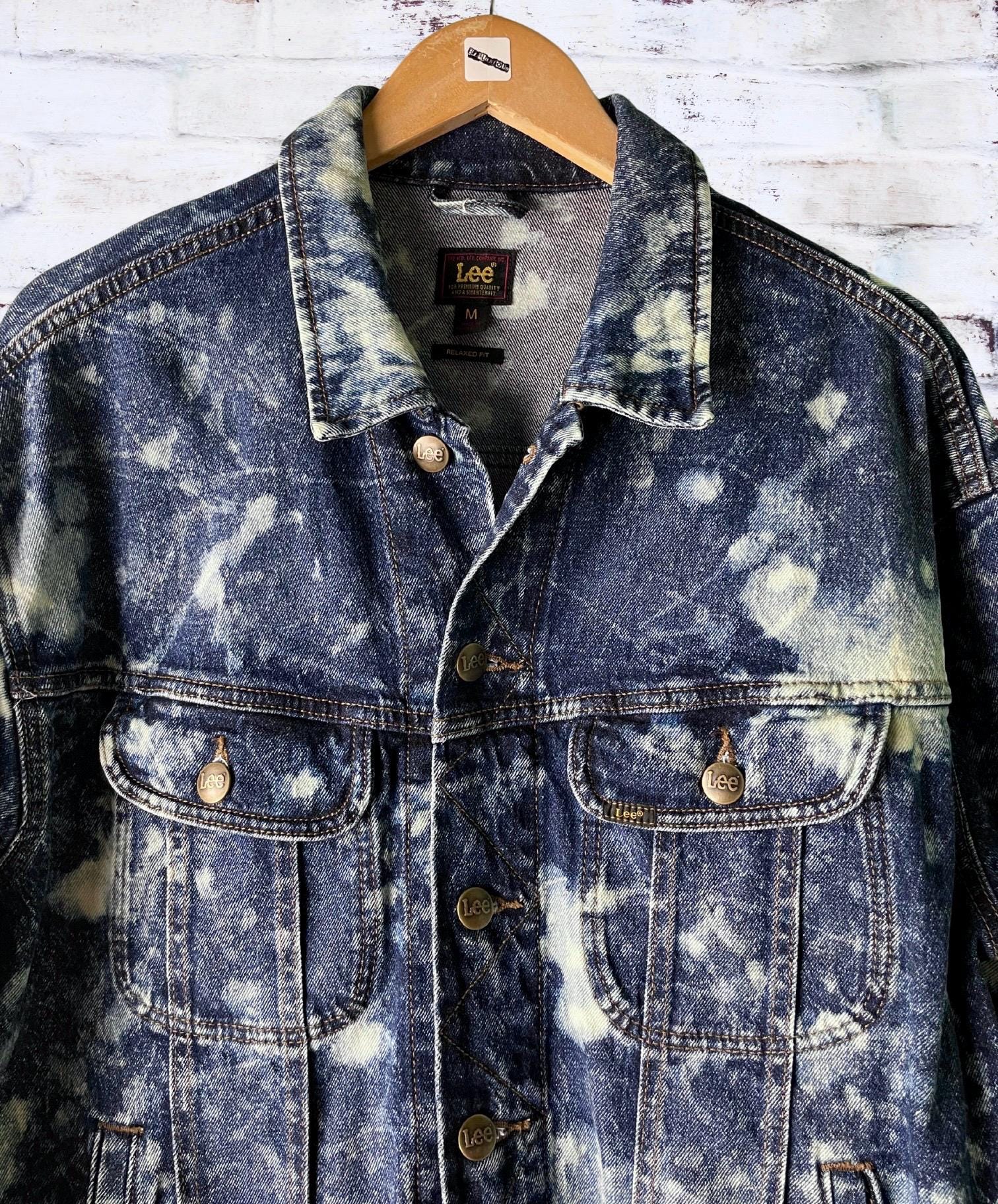 Bleached Splattered Vintage Reworked Denim Jacket