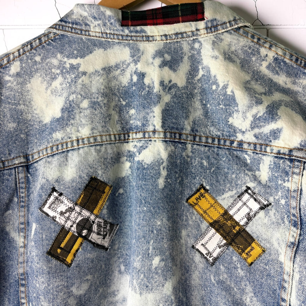 KISS ME DEADLY - Custom Patchwork Bleached Denim Jacket