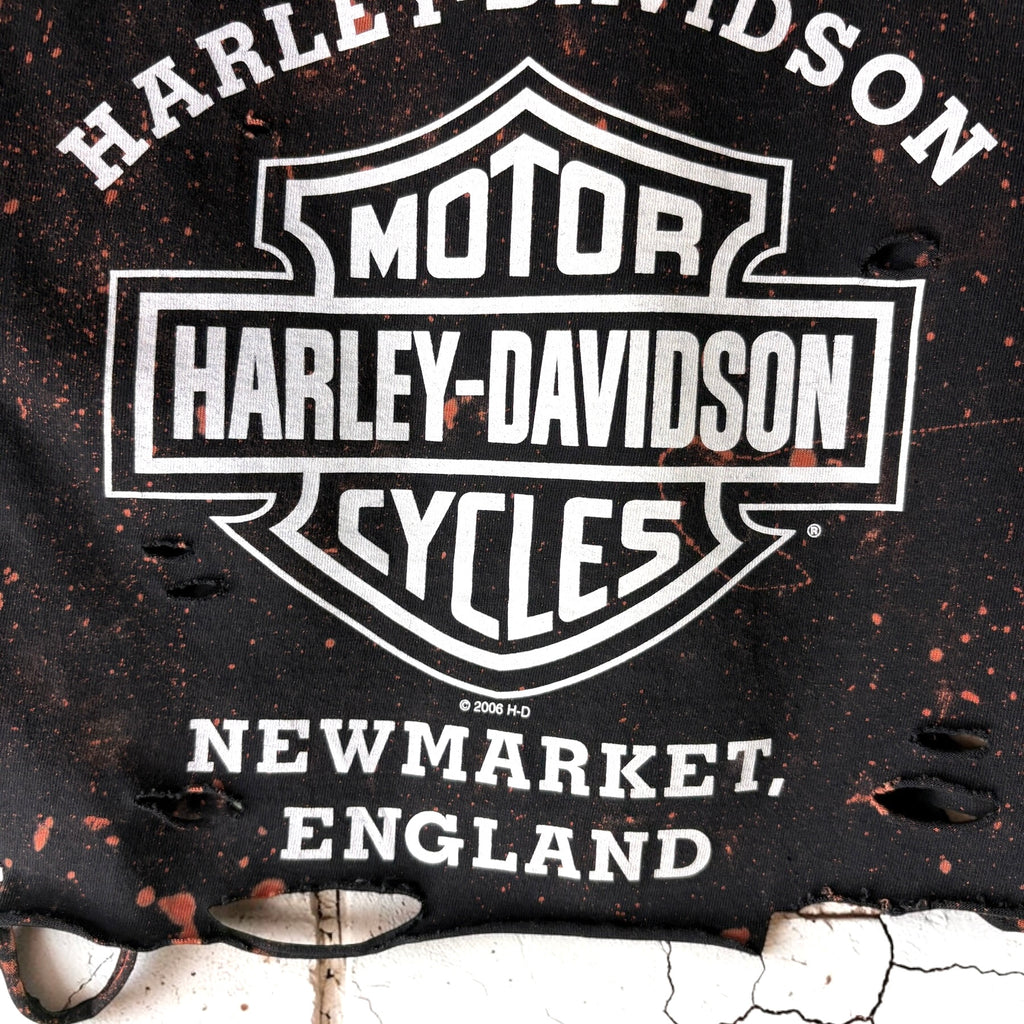 Harley Davidson Newmarket Bleached Distressed Cropped Tee