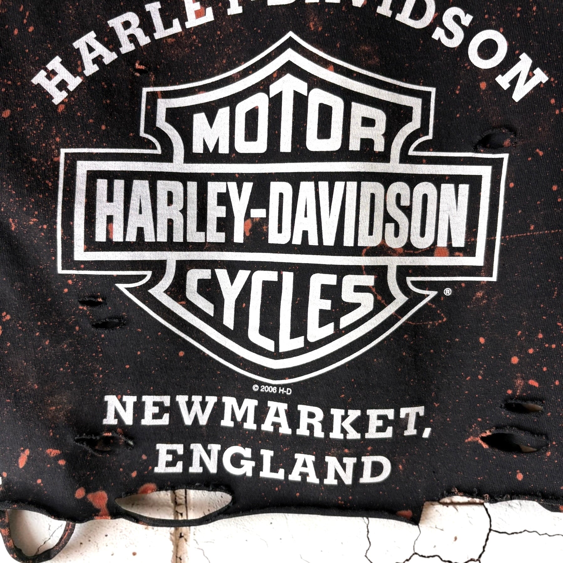 Harley Davidson Newmarket Bleached Distressed Cropped Tee