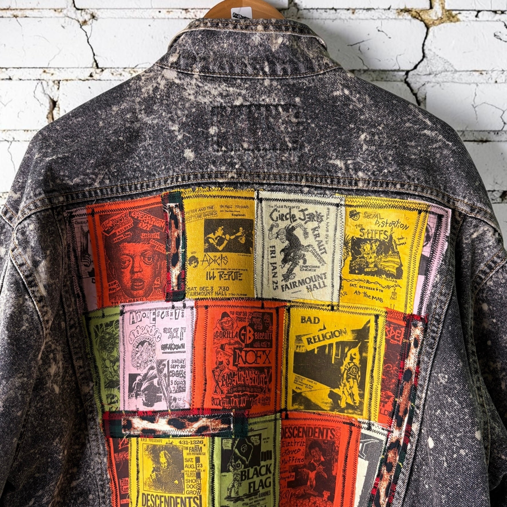 THREAD KENNEDYS - Custom Punk Rock Patch Denim Jacket - Acid Wash Jean Jacket