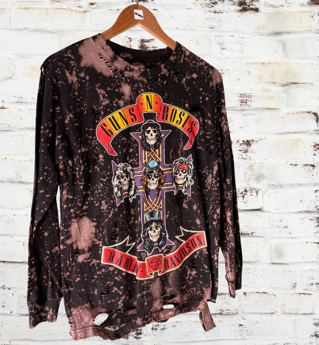 Harley Davidson Guns N Roses Bleached Shredded Tee