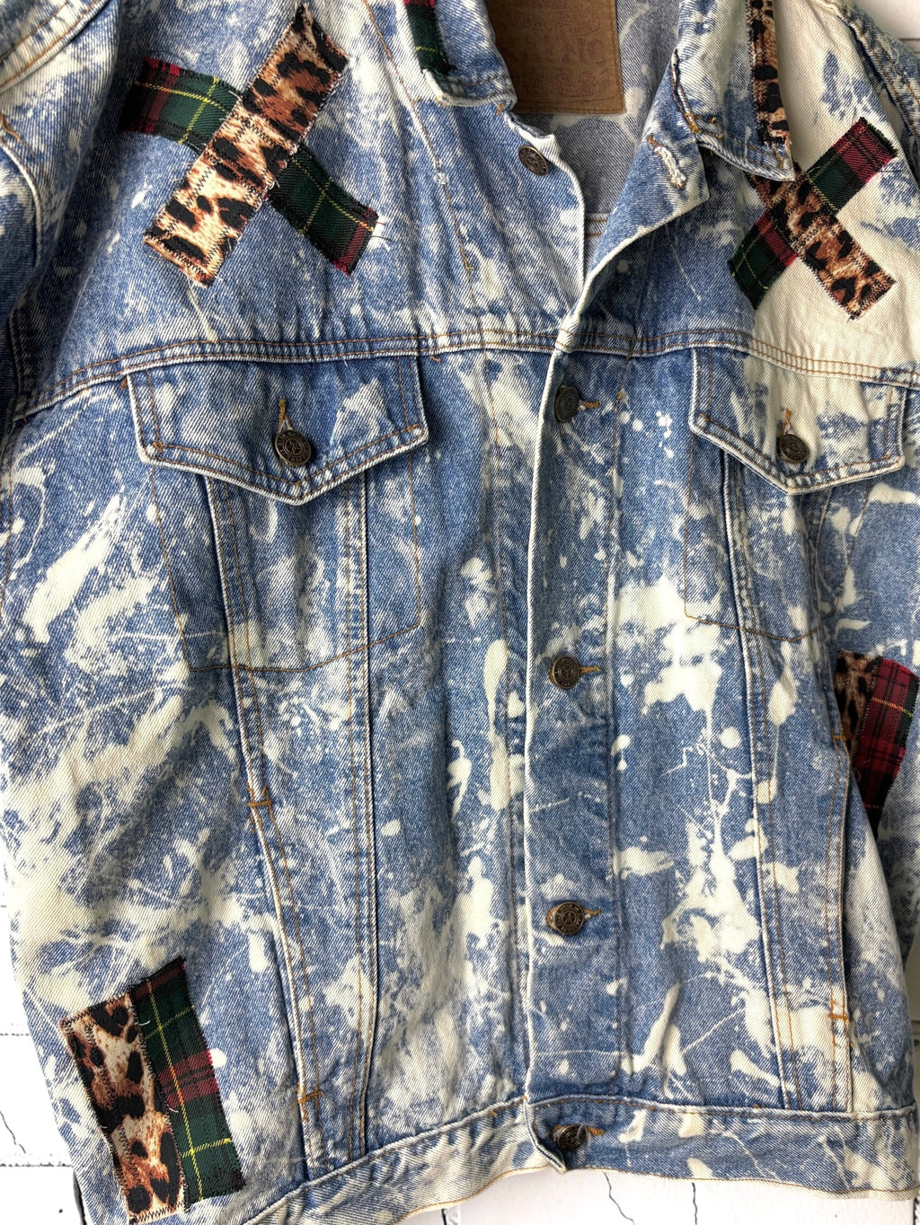 SHOCK TREATMENT - Custom Patchwork Bleached Denim Jacket Punk Rock Jacket Alternative Tumblr Grunge
